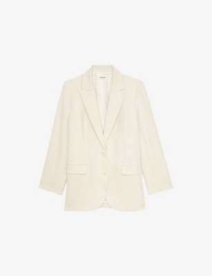 Viva Notch-Collar Single-Breasted Cotton Blazer