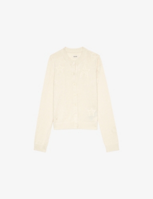ZADIG&VOLTAIRE: Alpha Frayed-Star Cotton-Blend Knitted Cardigan