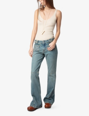 ZADIG&VOLTAIRE: Nora V-Neck Ribbed Cashmere Tank Top