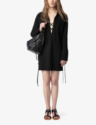 ZADIG&VOLTAIRE: Listya Lace-Up Stretch-Woven Mini Dress