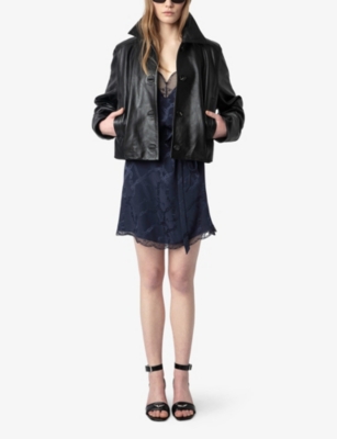 ZADIG&VOLTAIRE: Risty Lace-Trim Jacquard Silk Mini Dress