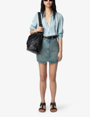 ZADIG&VOLTAIRE: Juice Patch-Pocket Denim Mini Skirt