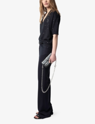 Zadig & Voltaire Womens Ecru Wully Rhinestone Knitted Top In Ecru