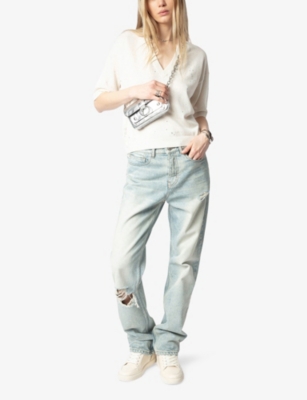 ZADIG&VOLTAIRE: Wully Rhinestone Knitted Top