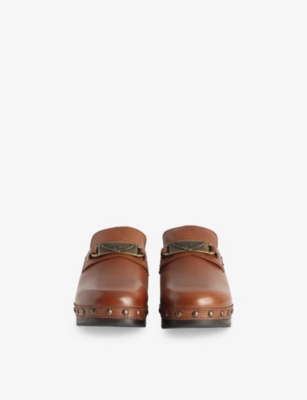 ZADIG&VOLTAIRE: Azora Wing-Charm Leather Clogs