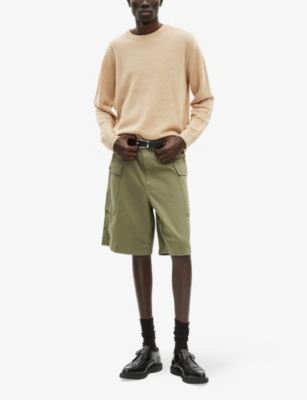 The Kooples Mens Ecru Crewneck Regular-fit Linen And Wool-blend Jumper Xl