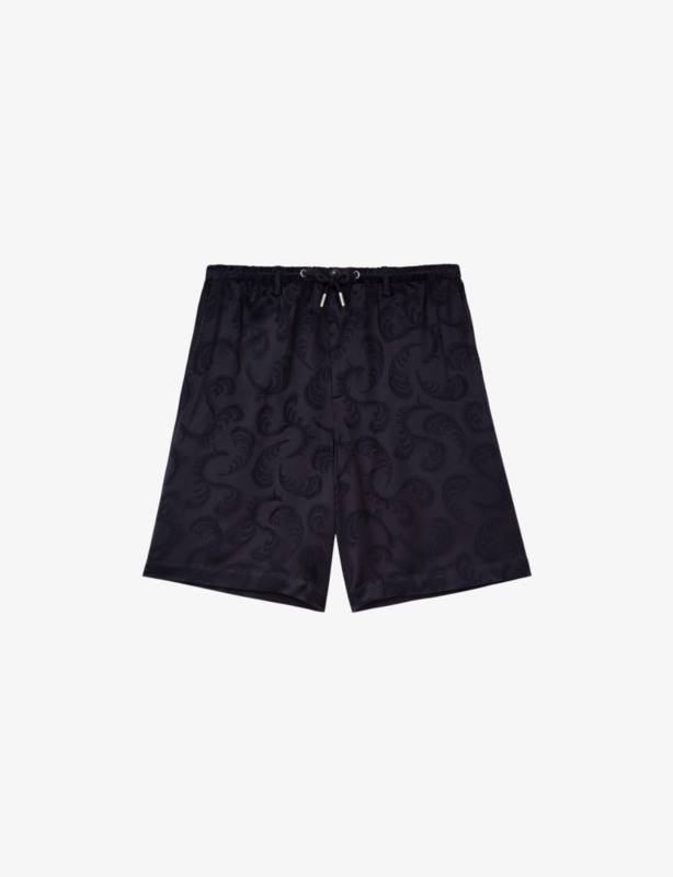 Feather-Jacquard Elasticated-Waist Woven Shorts