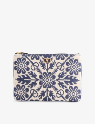 VALENTINO GARAVANI: VLogo Signature Medium Jacquard Pouch