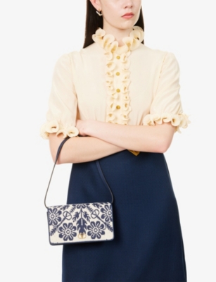 VALENTINO GARAVANI: VLogo Signature Mini Leather and Jacquard Shoulder Bag