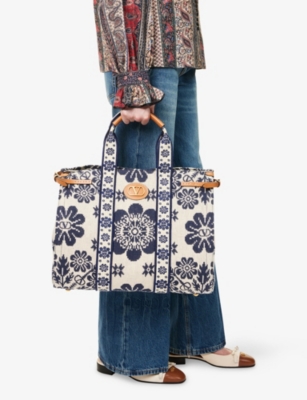 VALENTINO GARAVANI: Antibes Tapestry Large Cotton Canvas Tote Bag