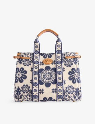 VALENTINO GARAVANI: Antibes Tapestry Large Cotton Canvas Tote Bag