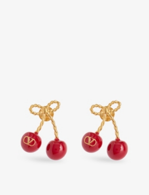 VALENTINO GARAVANI: Cherry Metal And Enamel Earrings