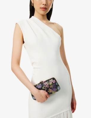 VALENTINO GARAVANI: Carry Secrets Minaudiere Crystal Floral Leather Clutch Bag