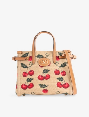 VALENTINO GARAVANI: Antibes Cherry Small Cotton Tote Bag
