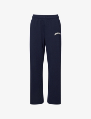 Adanola Womens Raw-cuff Straight-leg Cotton-blend Jogging Bottoms Navy Blue Xs