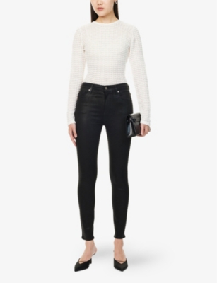 FRAME: Alix skinny-leg coated cotton-blend denim jeans