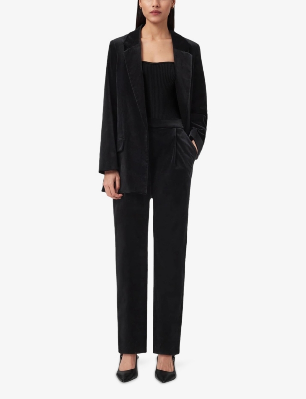 Aleida Single-Breasted Velvet Blazer