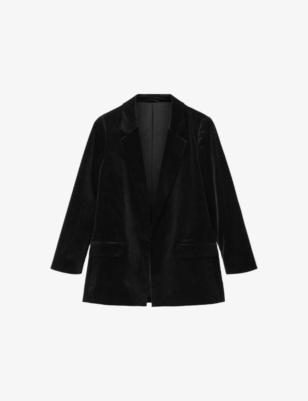 Aleida Single-Breasted Velvet Blazer
