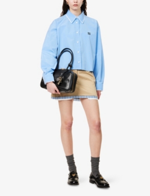 MIU MIU: Raw-Trim Long-Sleeve Cotton Shirt