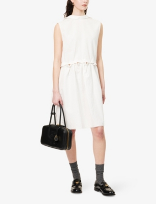 MIU MIU: Sleeveless Detachable-Bodice Cotton Midi Dress