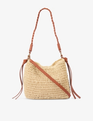 LK BENNETT: Issie Detachable-Strap Raffia Cross-Body Bag