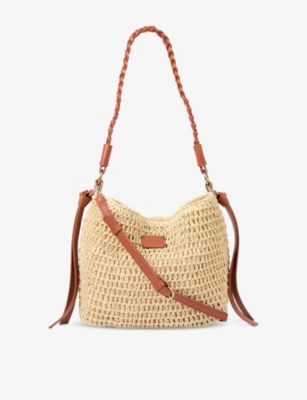 LK BENNETT: Issie Detachable-Strap Raffia Cross-Body Bag