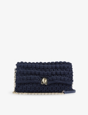 Lk Bennett Womens Blu-navy Larna Crochet Clutch Bag