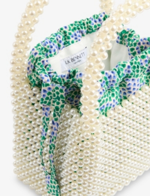LK BENNETT: Pearl Bead-Embellished Mini Acrylic Top-Handle Bag