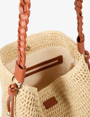 LK BENNETT: Celeste Braided-Strap Raffia Tote Bag