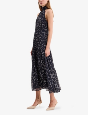 Omnes Womens Navy Romeo Halter-neck Woven Maxi Dress