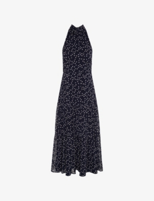 Omnes Womens Navy Romeo Halter-neck Woven Maxi Dress