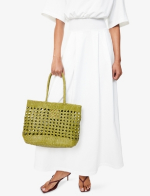 Dragon Diffusion Womens Bamboo Green Eclipse Leather Tote Bag