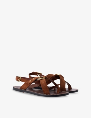 Soeur 'florence' Brown Sandals With Decorative Ring On The Front And Rear Buckle Closure In Leather Woman