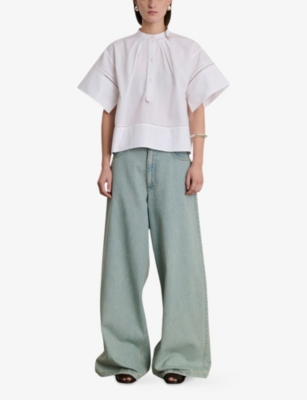 SOEUR: Dara Oversized-Fit Cotton-Poplin Blouse