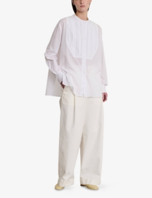 SOEUR: Eleanore Pleated-Front Cotton-Voile Blouse