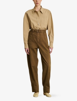 SOEUR: Volage Barrel-Leg High-Rise Cotton-Blend Trousers