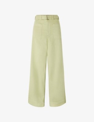 Soeur Womens Sauge Vagabond Wide-leg Cotton-linen Blend Trousers