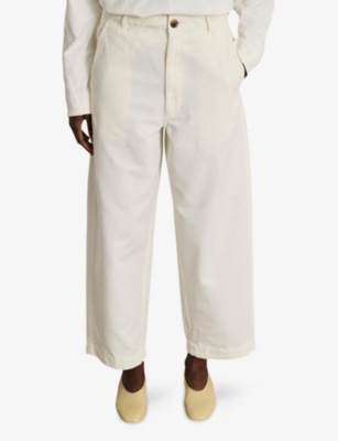 Soeur Womens Ecru Clovis Wide-leg Linen-cotton Trousers In White