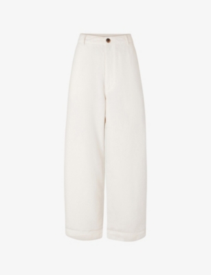 Soeur Womens Ecru Clovis Wide-leg Linen-cotton Trousers In White