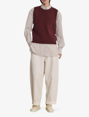 Soeur Womens Framboise Namaste Ribbed-collar Stretch-knitted Sweater Vest In Framboise