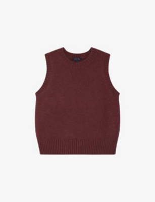 Soeur Womens Framboise Namaste Ribbed-collar Stretch-knitted Sweater Vest In Framboise