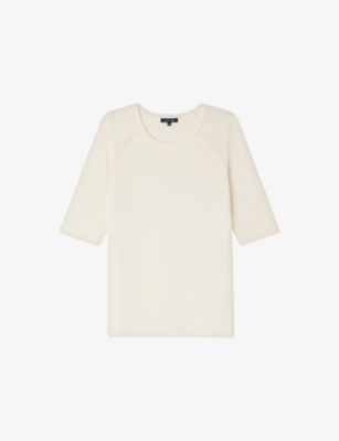 Soeur Womens Ecru Daphne Short-sleeved Knitted T-shirt In White
