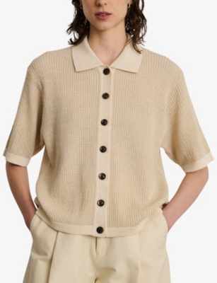 SOEUR: David Short-Sleeved Cotton and Wool-Blend Knitted Shirt