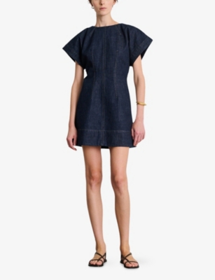 SOEUR: Bambino Short-Sleeved Denim Mini Dress