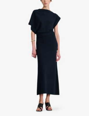 SOEUR: Divine Asymmetric-Sleeve Cotton-Blend Knitted Maxi Dress