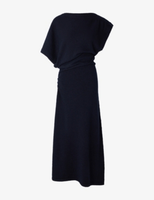 SOEUR: Divine Asymmetric-Sleeve Cotton-Blend Knitted Maxi Dress