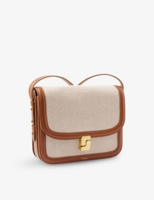 SOEUR: Bellissima Maxi Canvas and Leather Cross Body Bag