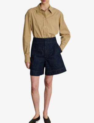 SOEUR: Emile Wide-Leg High-Rise Denim Shorts