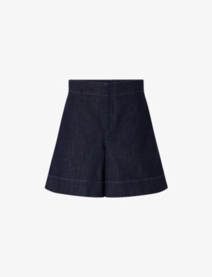 SOEUR: Emile Wide-Leg High-Rise Denim Shorts