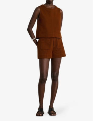 SOEUR: Dover Pocket-Embroidered High-Rise Cotton Shorts